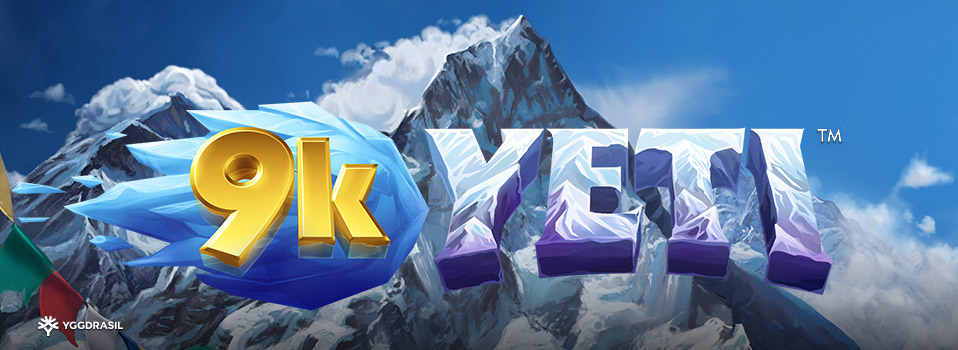 9K Yeti Slot Logo von YGGDRASIL vor einem Berggipfel